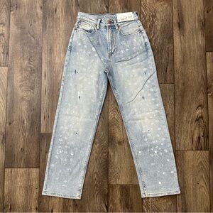 Arizona Jean Vintage Straight High Rise Paint Splash Design Jeans Women’s Sz 0